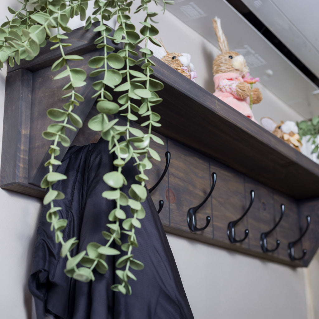 Rustic Wall Shelf & Coat Rack – 900 mm