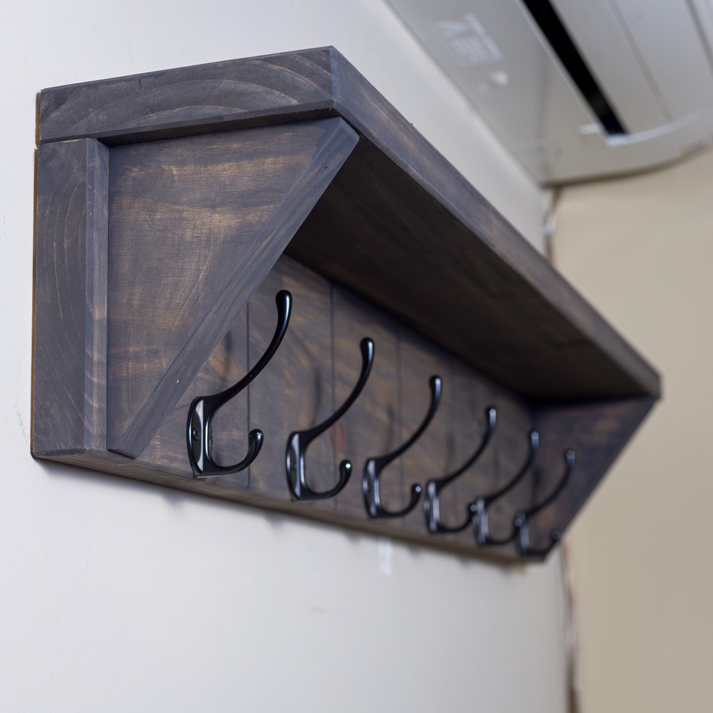 Rustic Wall Shelf & Coat Rack – 900 mm