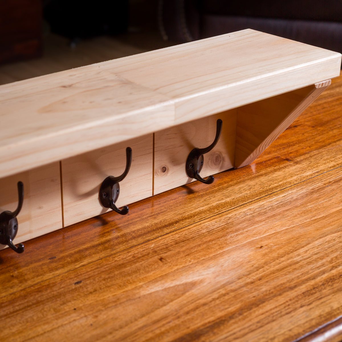 Rustic Wall Shelf & Coat Rack – 900 mm