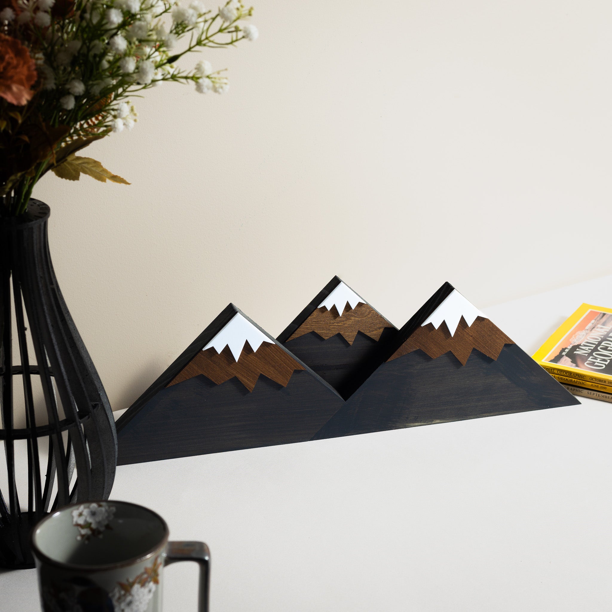 Layered Wooden Mountain Range – Freestanding Décor