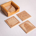Neo Deco Coaster Set - NZ Macrocarpa | Set of 4 + Holder