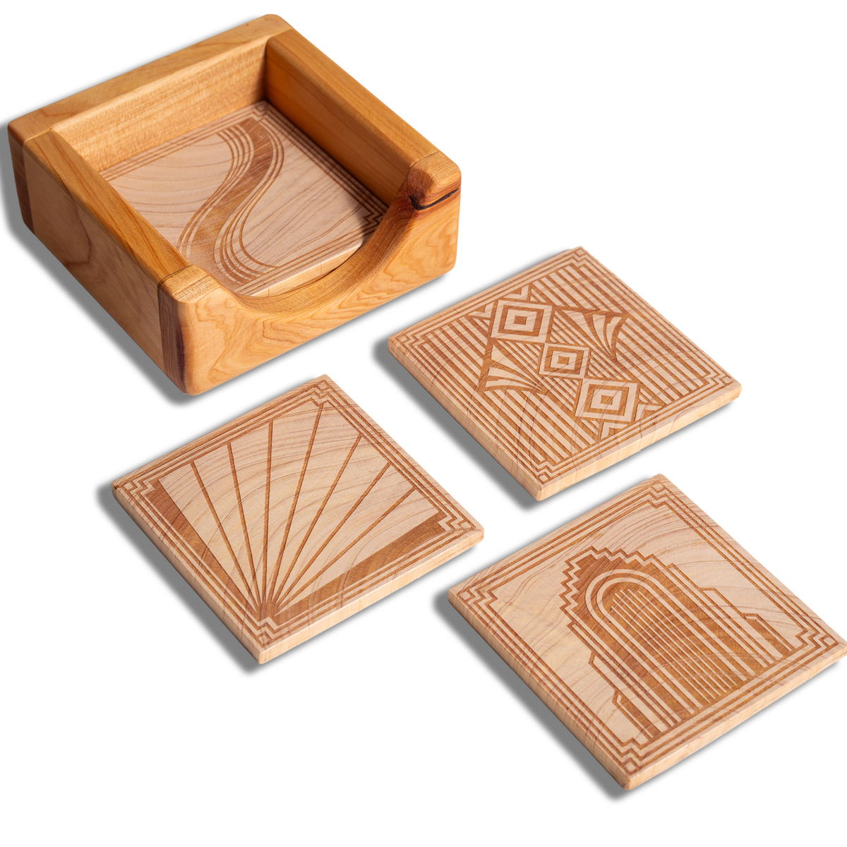 Neo Deco Timber Coaster Set