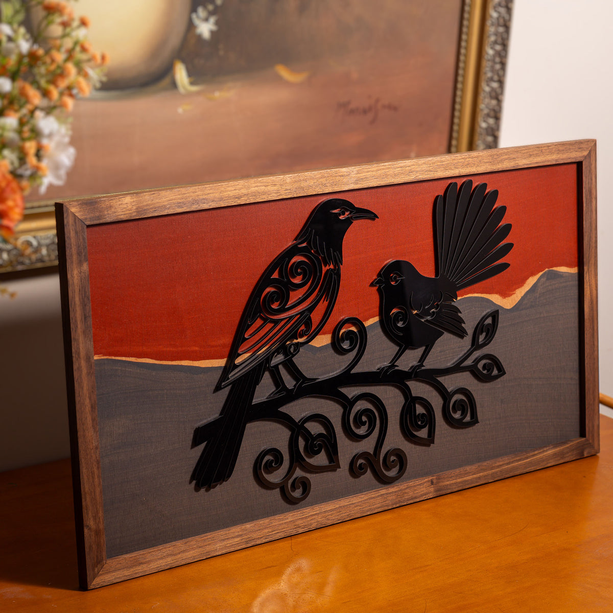 Tui & Fantail - Twilight Series (Large landscape 33×65cm)