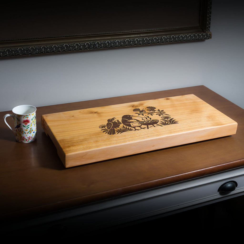 The Kiwi Sausage Sizzle | Macrocarpa Serving Board with Walnut Inlay