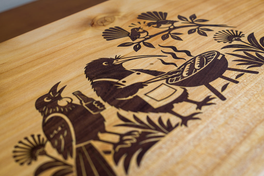 The Kiwi Sausage Sizzle | Macrocarpa Serving Board with Walnut Inlay
