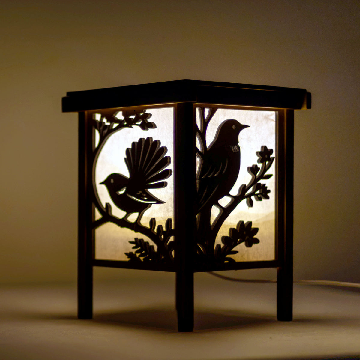 Shoji Lantern – Compact, Natural (Moon & Stars Ceiling Projector, USB) | Handmade NZ Timber | furnACE