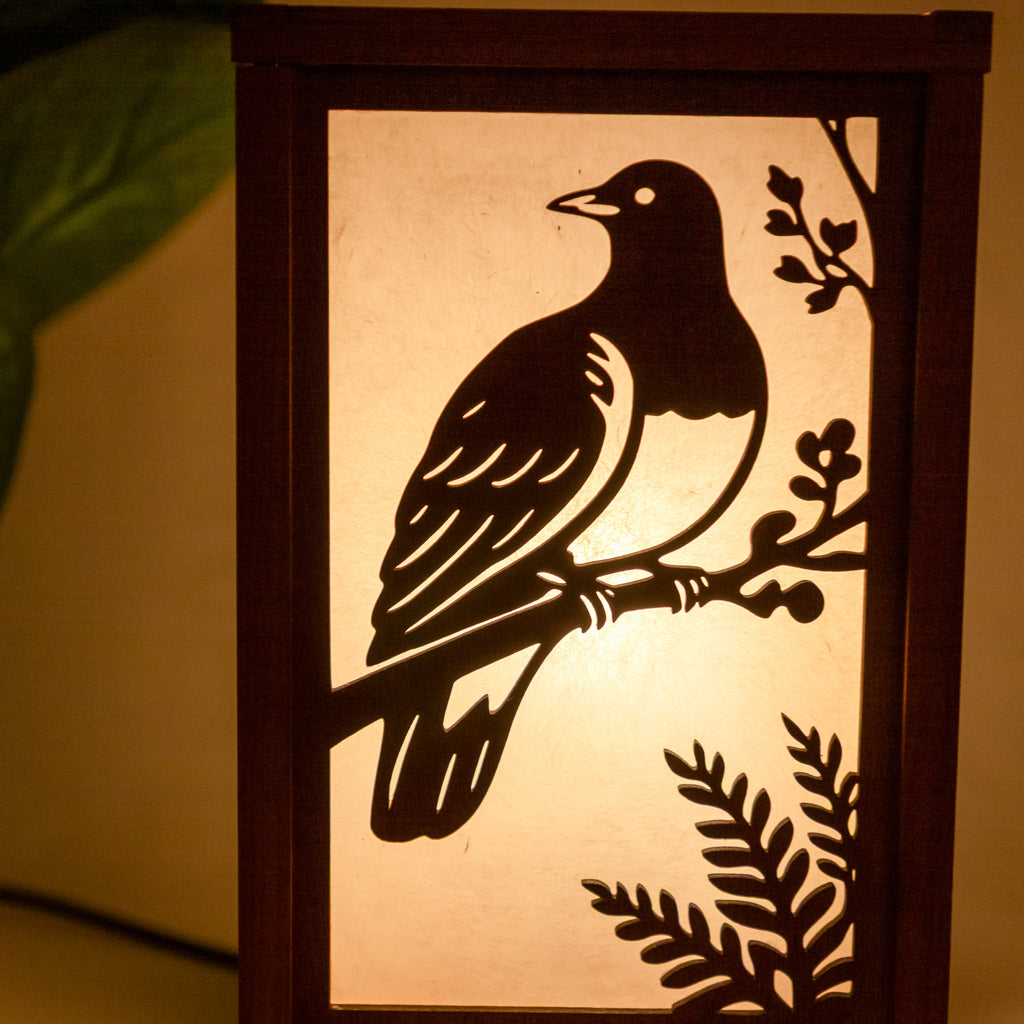 Shoji Lantern – Tall, Open Top (NZ Bird Panels, USB lamp)