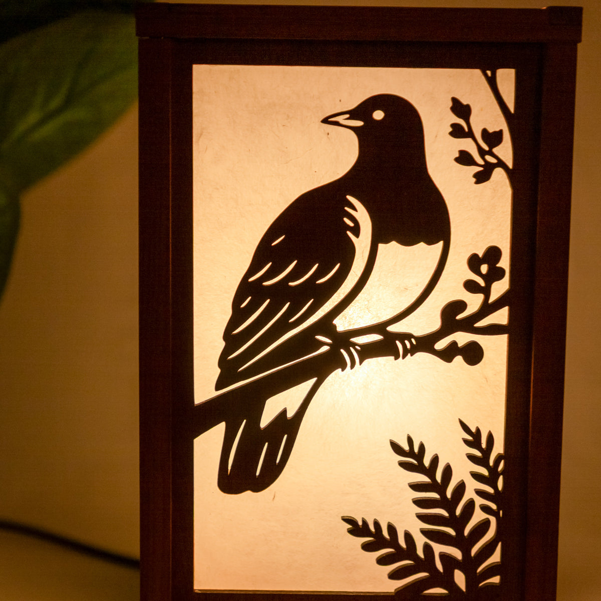 Shoji Lantern – Tall, Open Top (NZ Bird Panels, USB lamp)