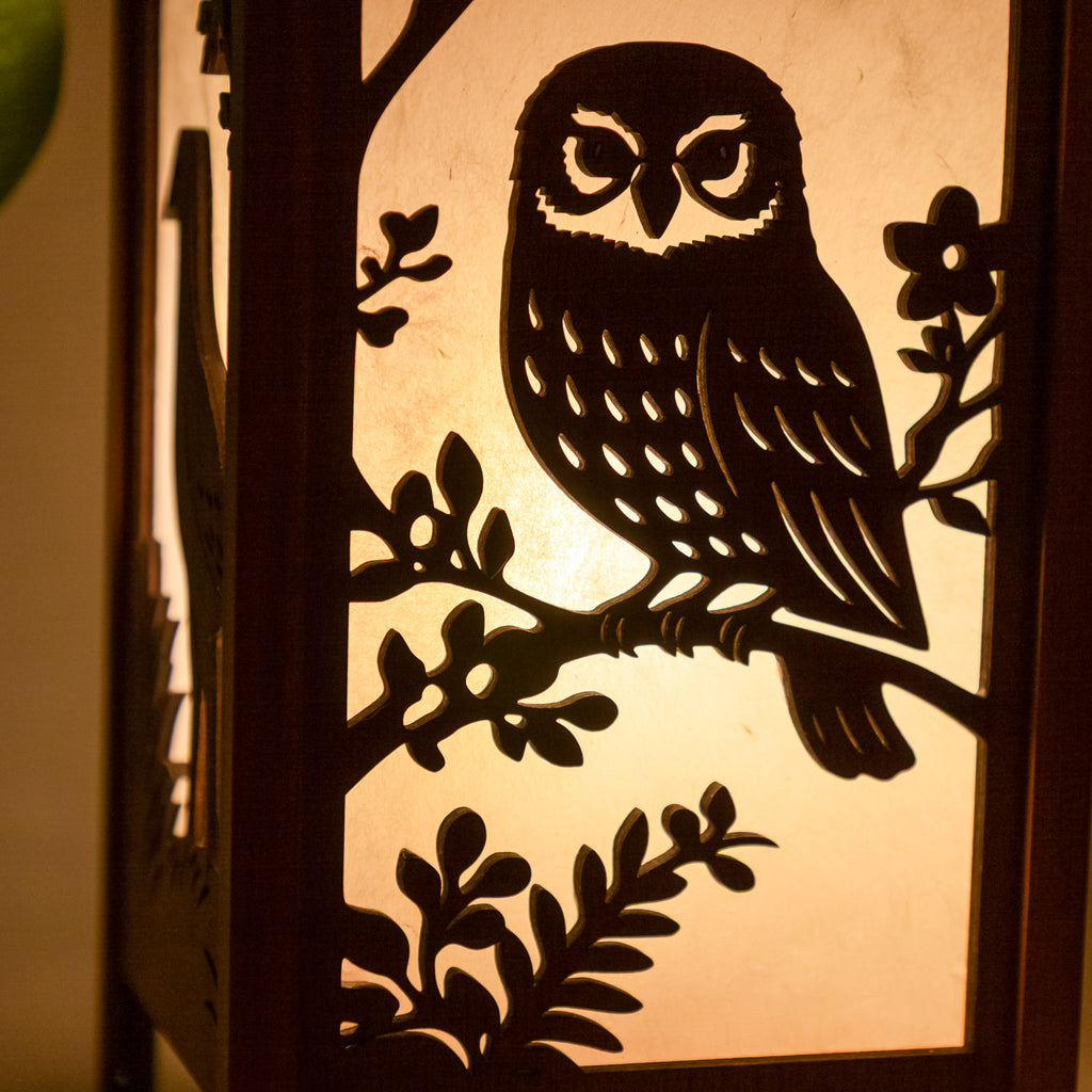 Shoji Lantern – Tall, Open Top (NZ Bird Panels, USB lamp)