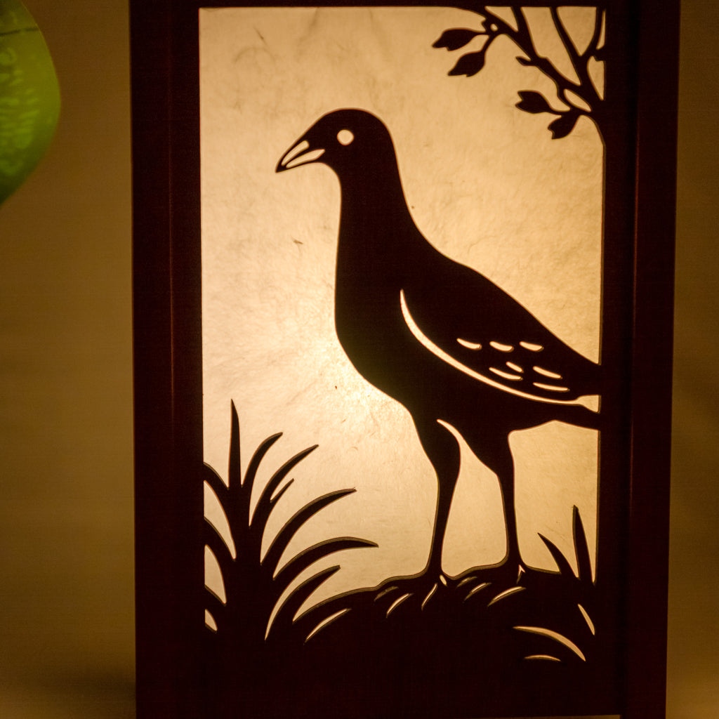 Shoji Lantern – Tall, Open Top (NZ Bird Panels, USB lamp)