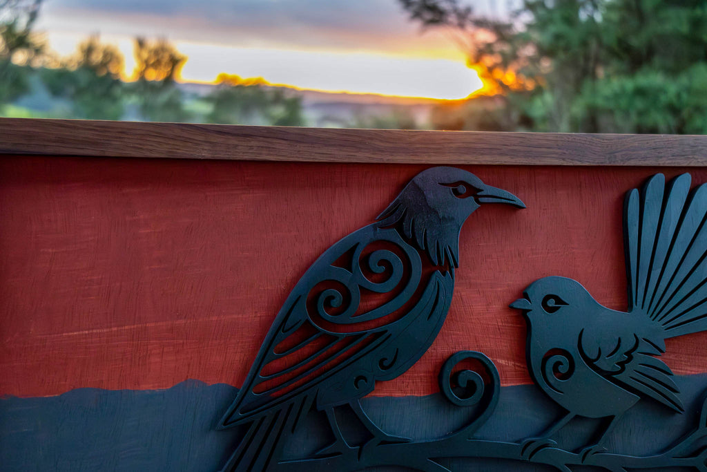 Tui & Fantail – Twilight Series (A3 Landscape 333×650mm) | Handmade NZ Timber | furnACE