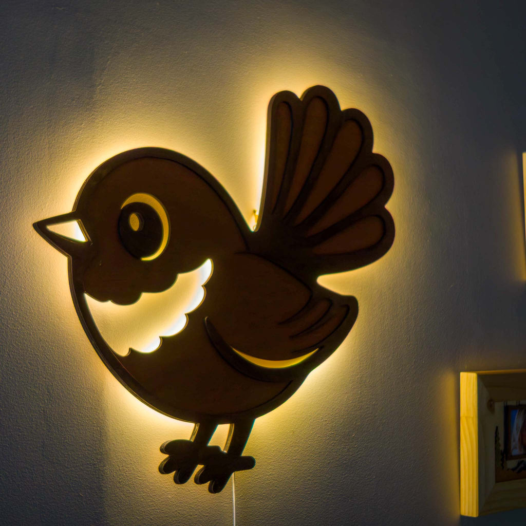 NZ Fantail Backlit Night Light (USB) | Nursery Wall Light | Handmade NZ Timber | furnACE