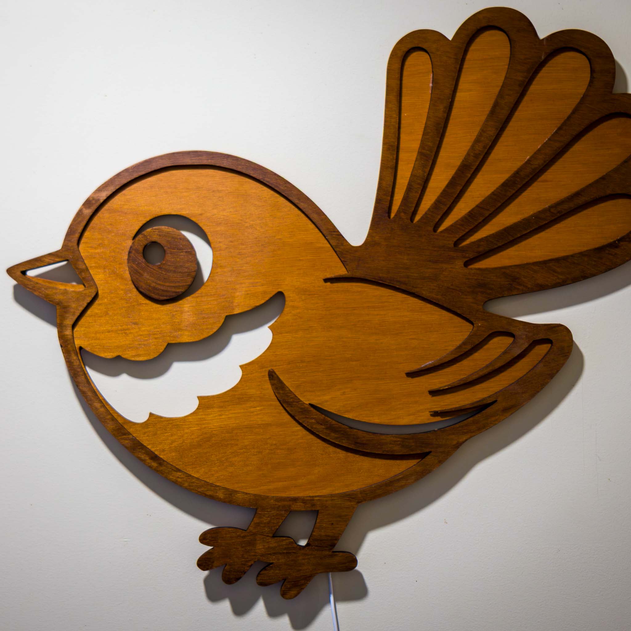 NZ Fantail Backlit Night Light (USB) | Nursery Wall Light | Handmade NZ Timber | furnACE
