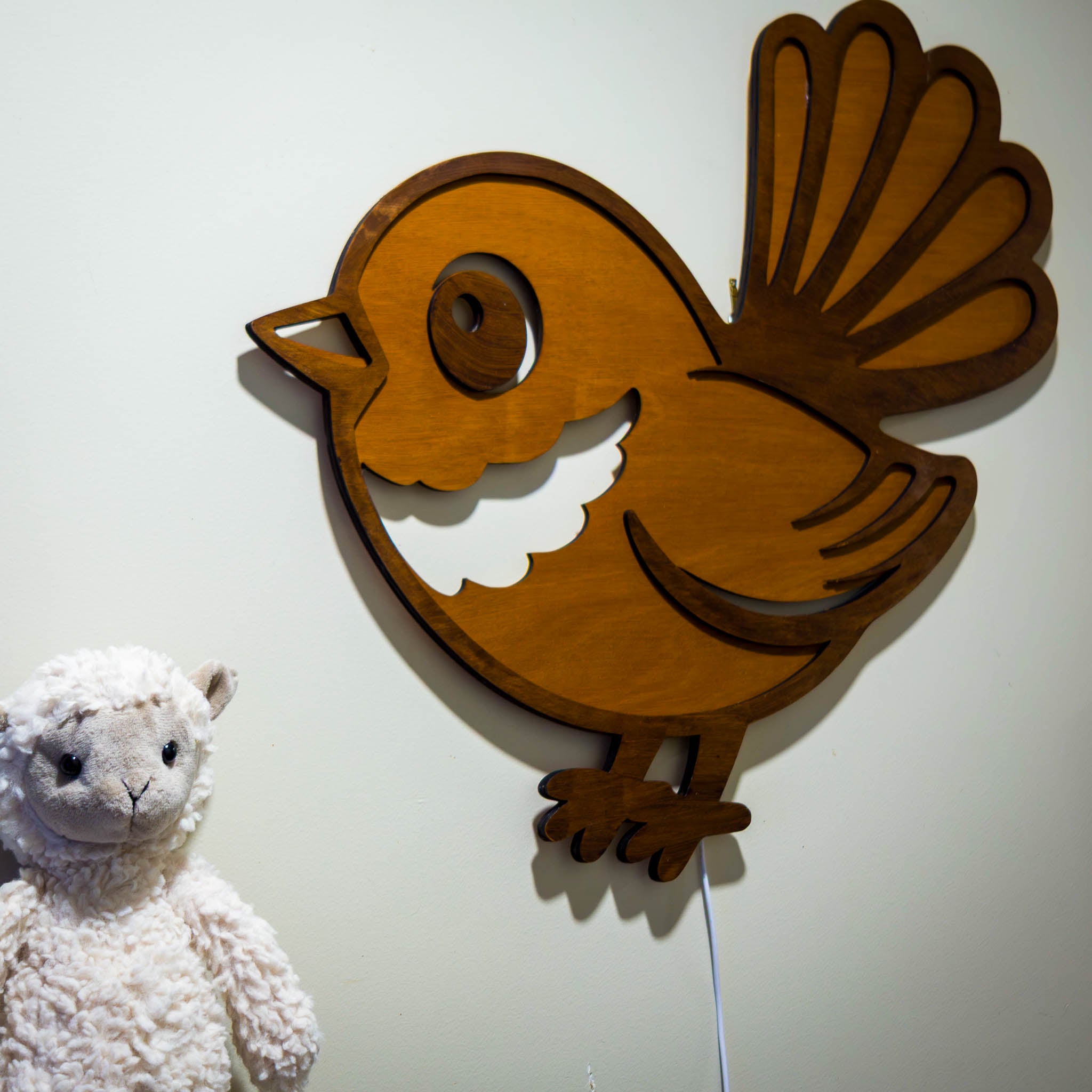 NZ Fantail Backlit Night Light (USB) | Nursery Wall Light | Handmade NZ Timber | furnACE