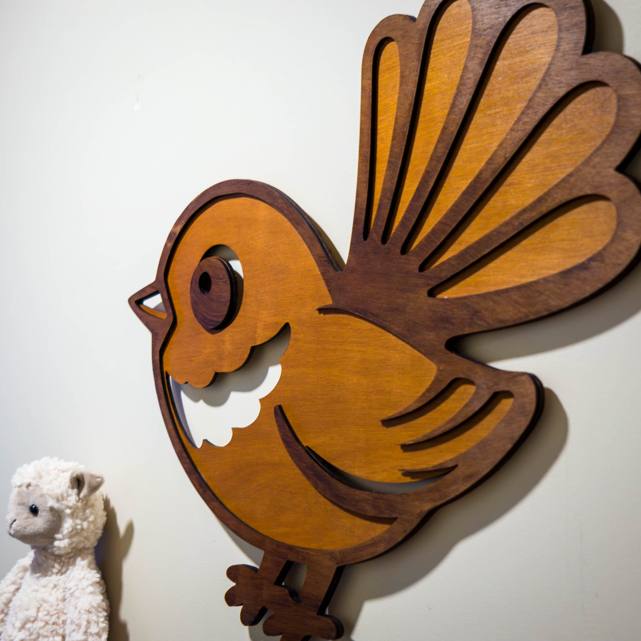 NZ Fantail Backlit Night Light (USB) | Nursery Wall Light | Handmade NZ Timber | furnACE