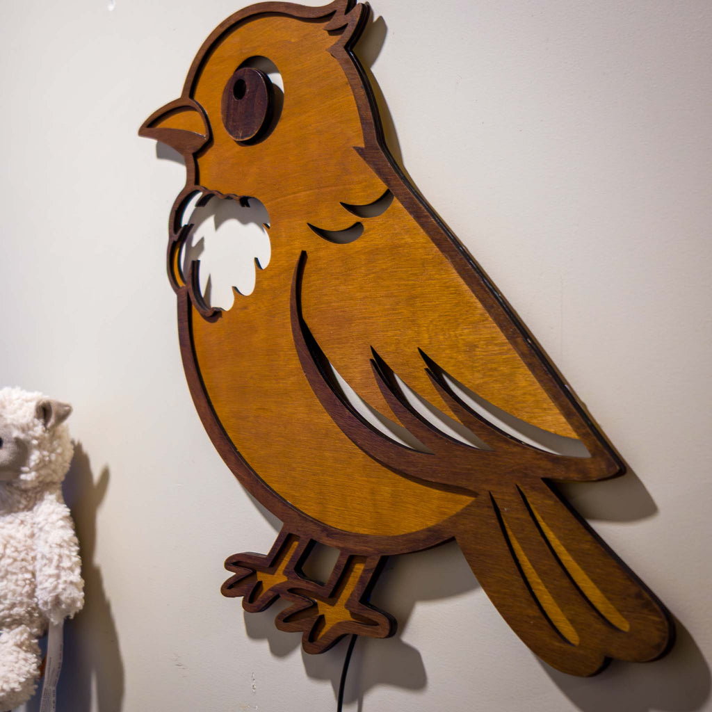 NZ Tui Backlit Night Light (USB) | Nursery Wall Light | Handmade NZ Timber | furnACE