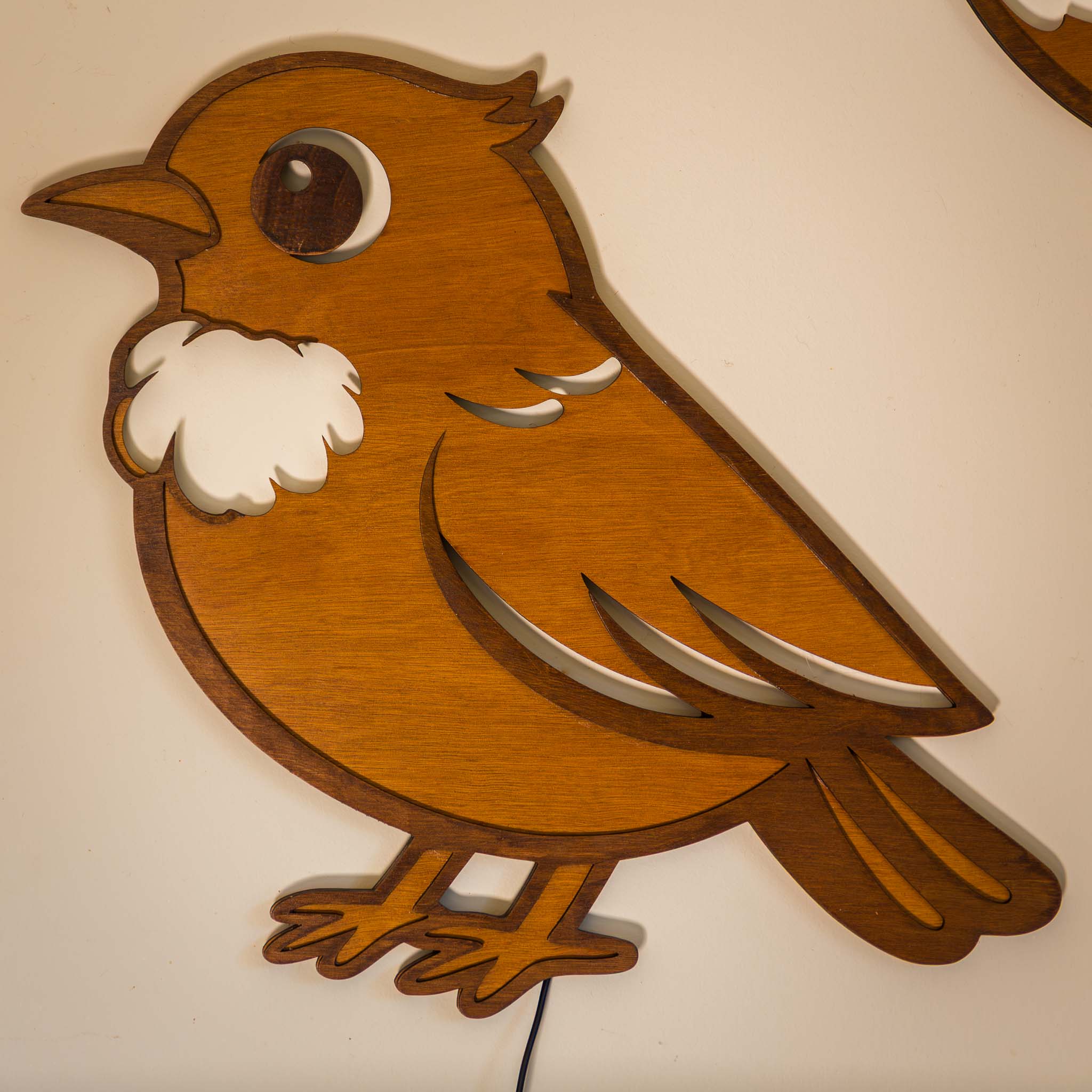 NZ Tui Backlit Night Light (USB) | Nursery Wall Light | Handmade NZ Timber | furnACE