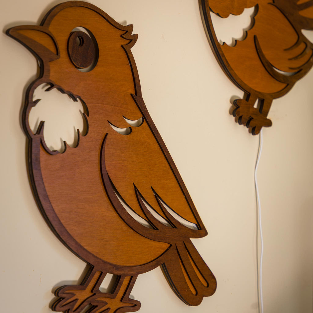 NZ Tui Backlit Night Light (USB) | Nursery Wall Light | Handmade NZ Timber | furnACE