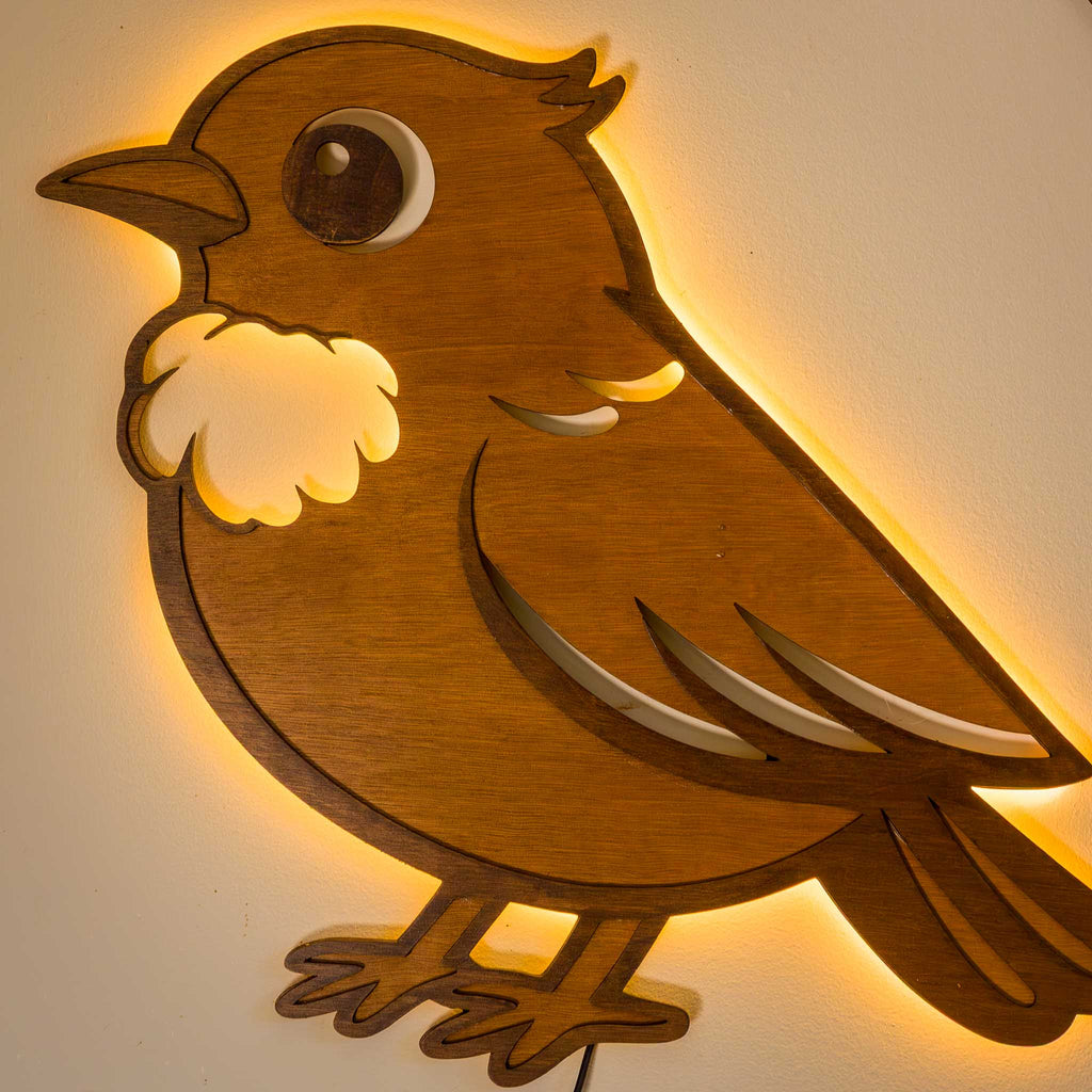 NZ Tui Backlit Night Light (USB) | Nursery Wall Light | Handmade NZ Timber | furnACE