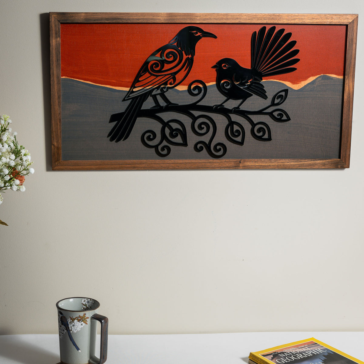 Tui & Fantail - Twilight Series (Large landscape 33×65cm)