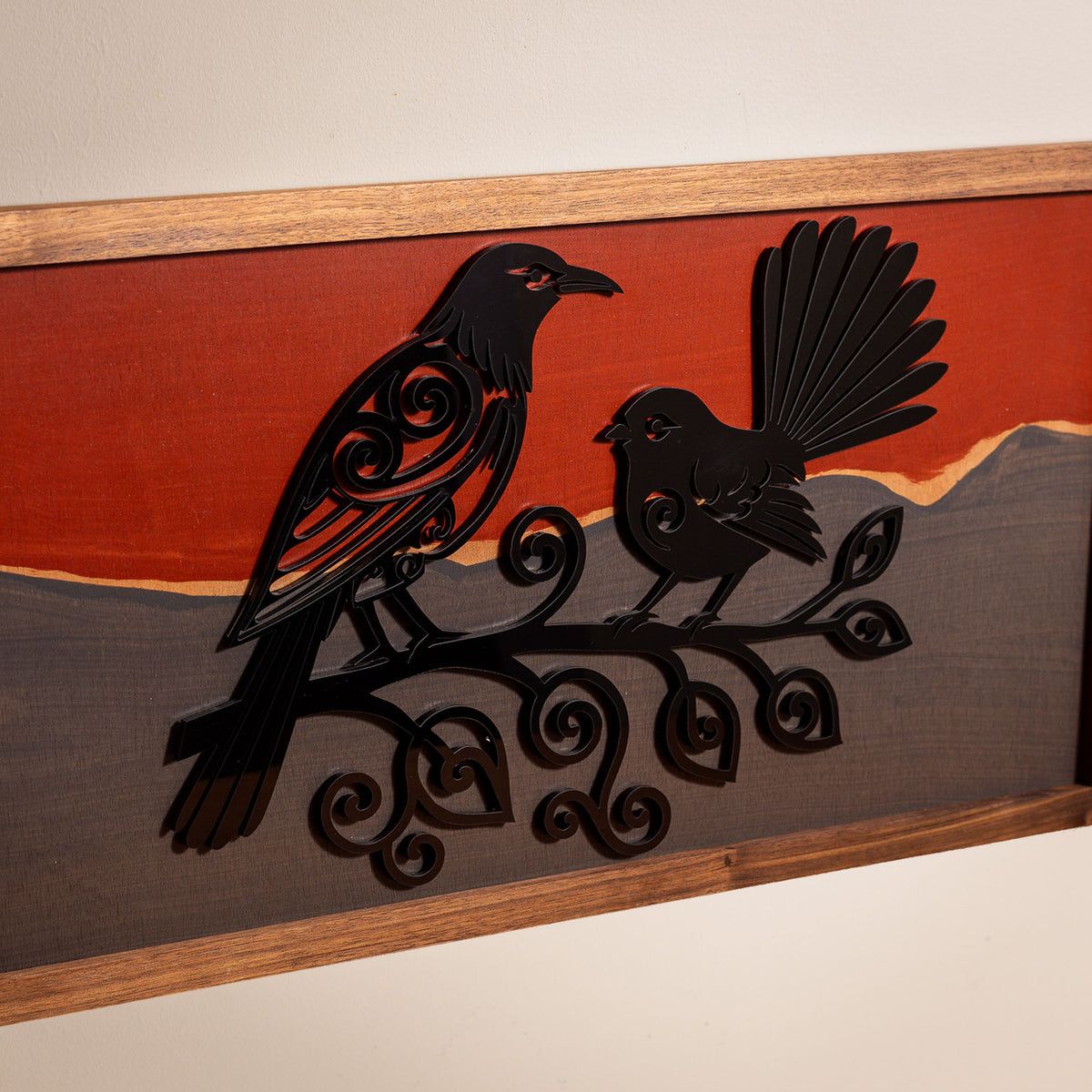 Tui & Fantail - Twilight Series (Large landscape 33×65cm)