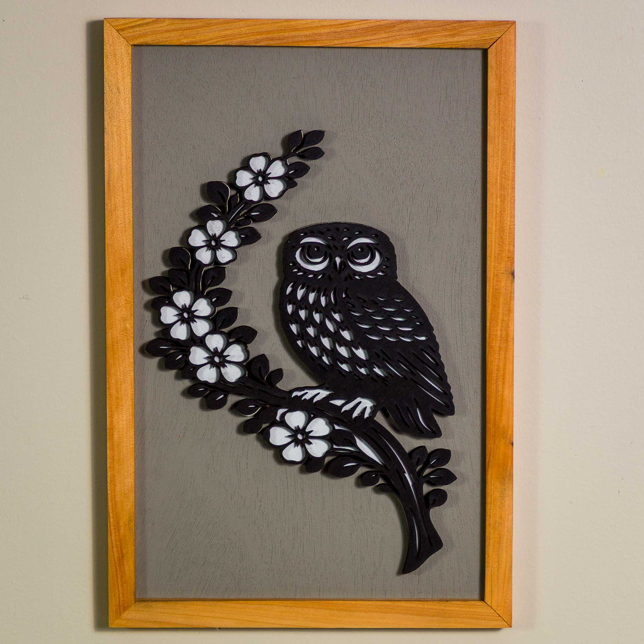 Morepork / Ruru NZ Bird Wall Art, Handmade Timber A4