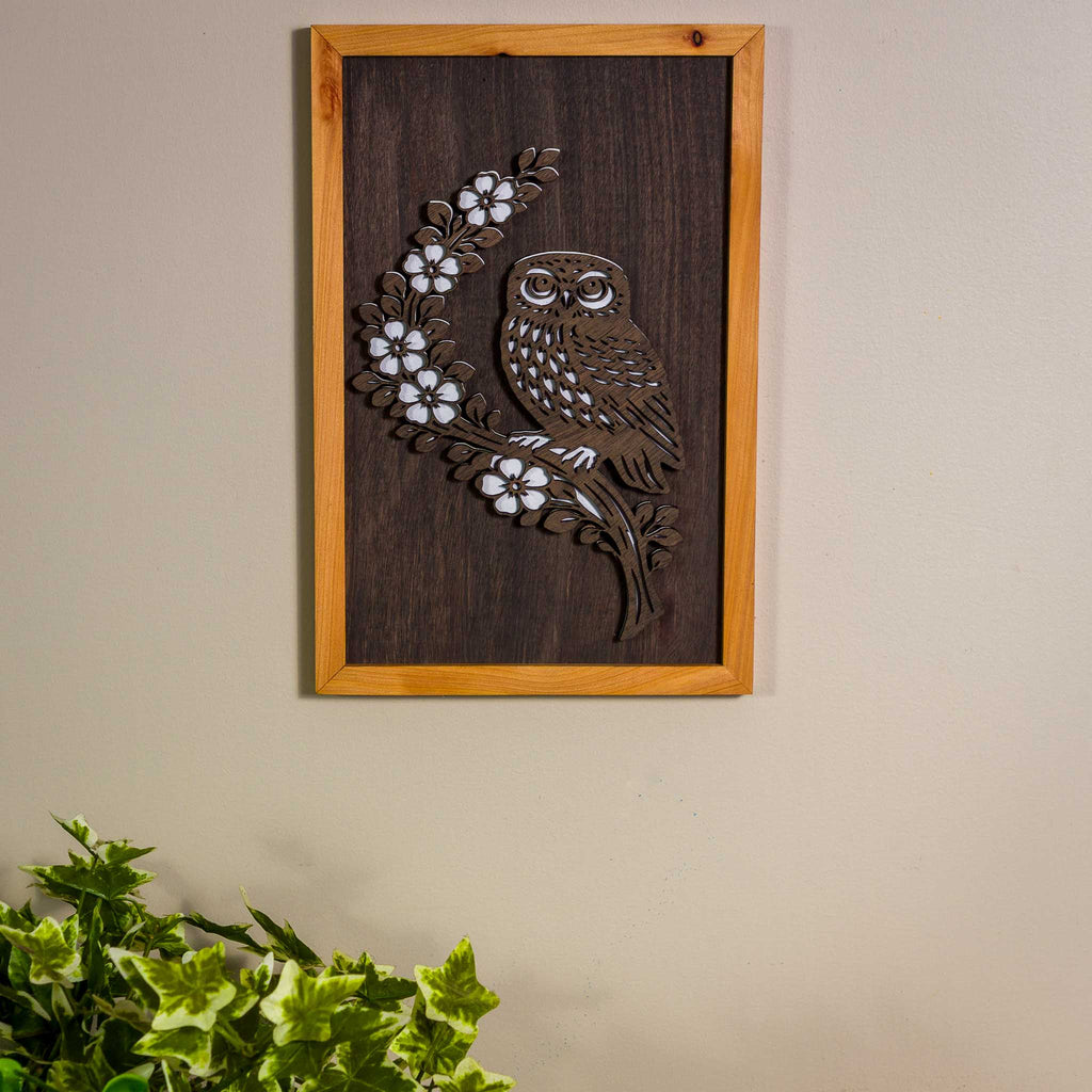 Morepork / Ruru NZ Bird Wall Art, Handmade Timber A4