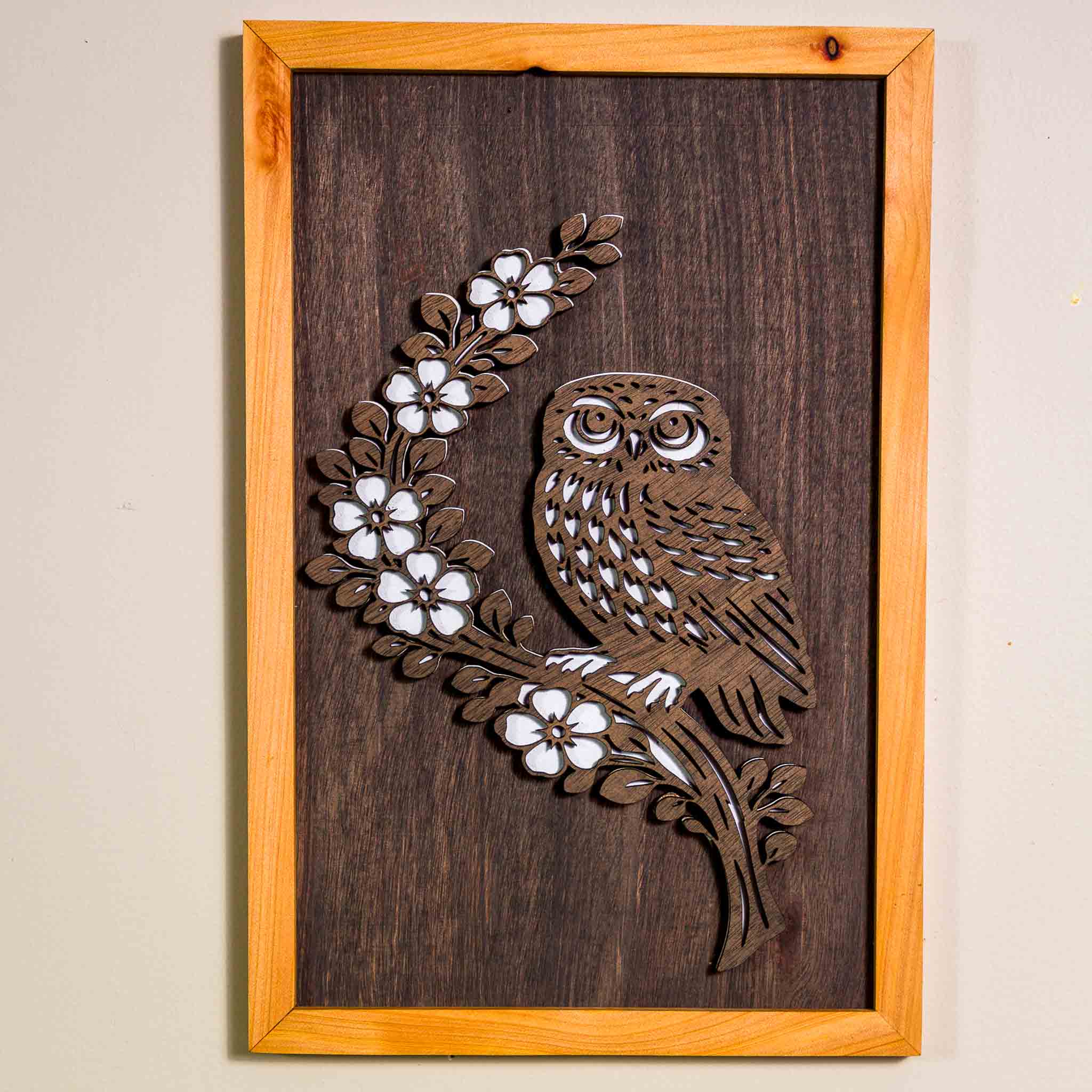 Morepork / Ruru NZ Bird Wall Art, Handmade Timber A4