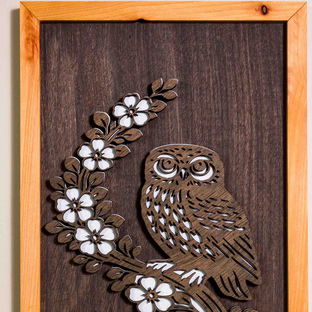 Morepork / Ruru NZ Bird Wall Art, Handmade Timber A4