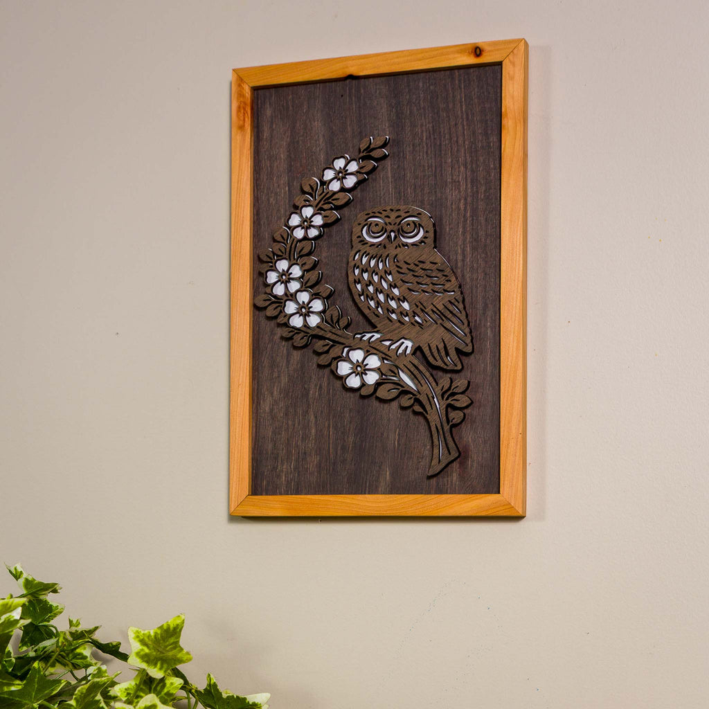 Morepork / Ruru NZ Bird Wall Art, Handmade Timber A4