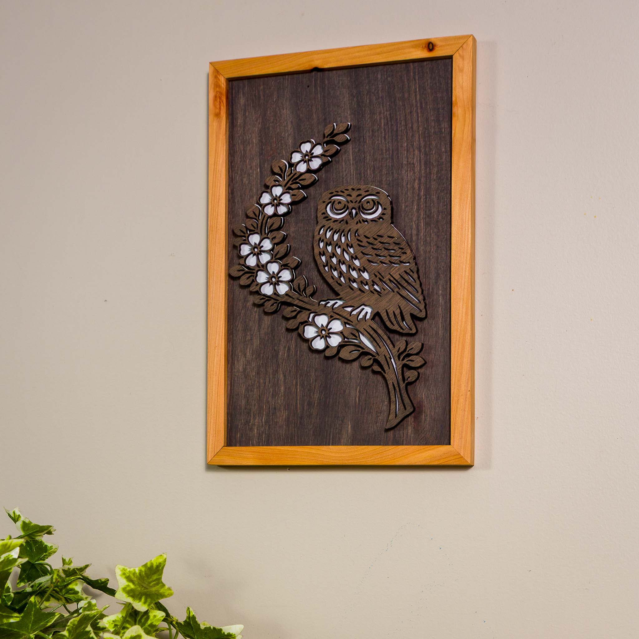 Morepork / Ruru NZ Bird Wall Art, Handmade Timber A4