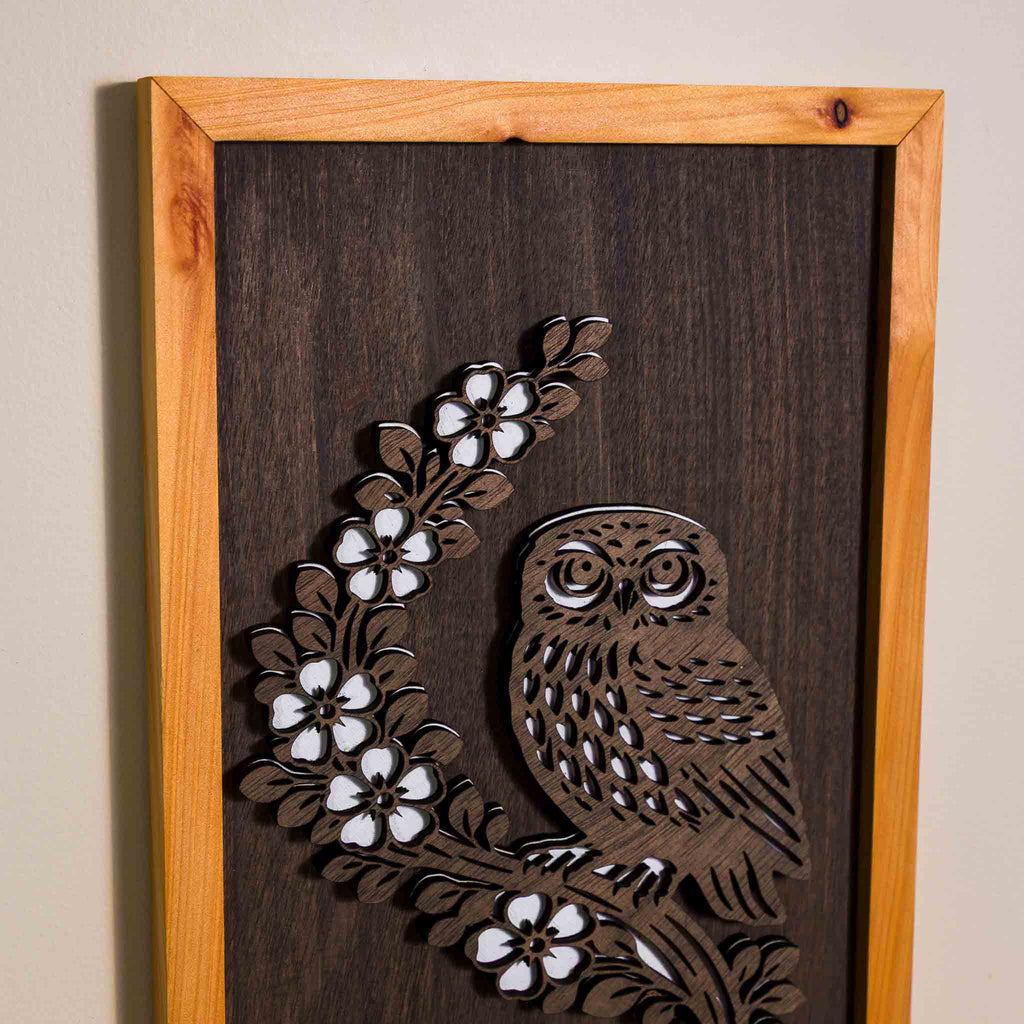 Morepork / Ruru NZ Bird Wall Art, Handmade Timber A4