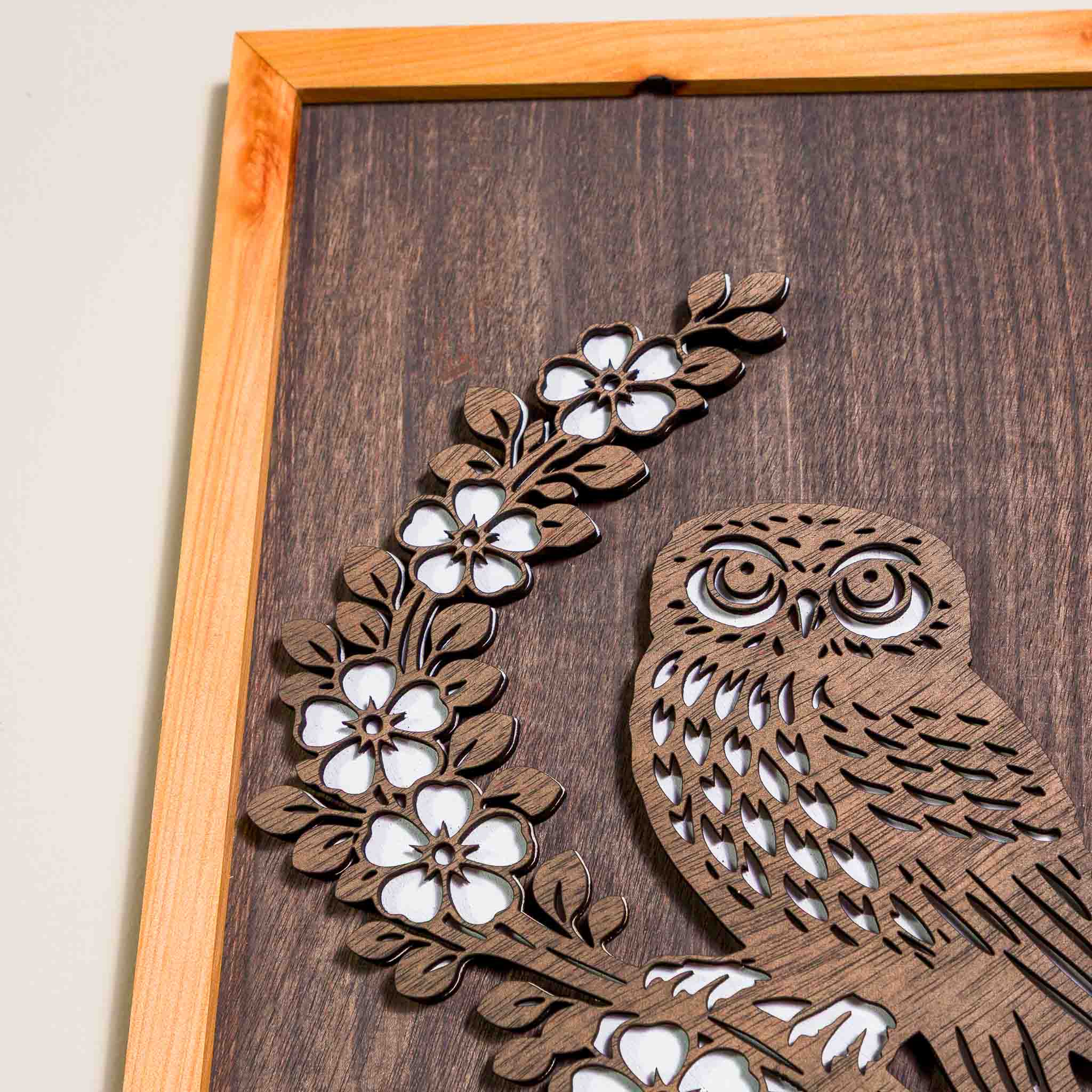 Morepork / Ruru NZ Bird Wall Art, Handmade Timber A4