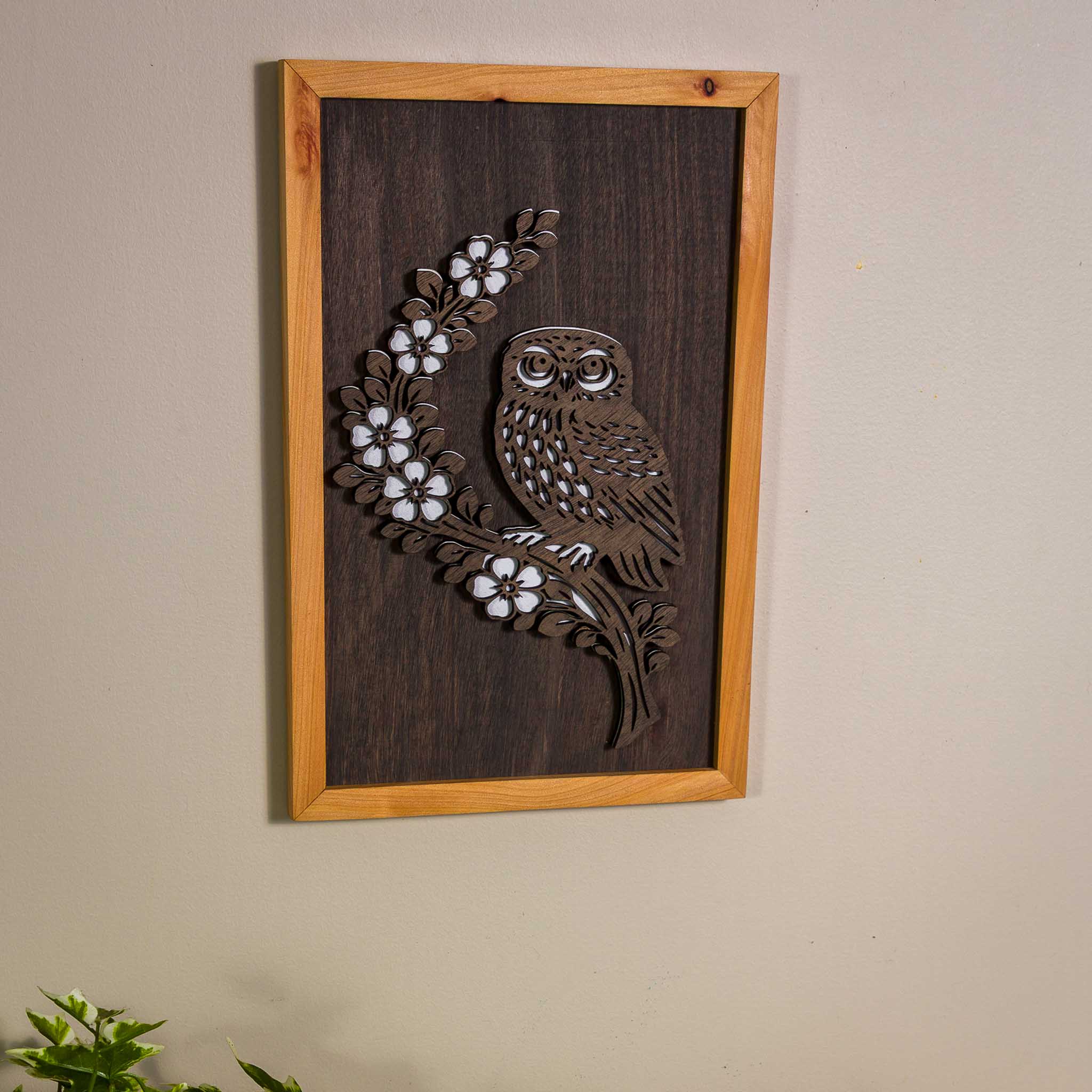 Morepork / Ruru NZ Bird Wall Art, Handmade Timber A4
